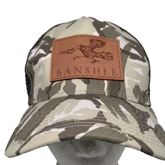Banshee Logo Cap Hap Gray Mesh Green Camo Snap Back Camouflage Bird - Picture 1 of 11